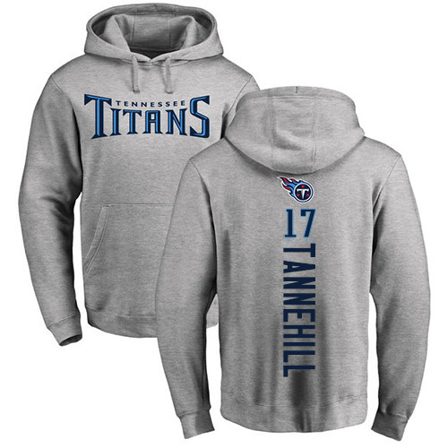 Tennessee Titans Men Ash Ryan Tannehill Backer NFL Football #17 Pullover Hoodie Sweatshirts->tennessee titans->NFL Jersey